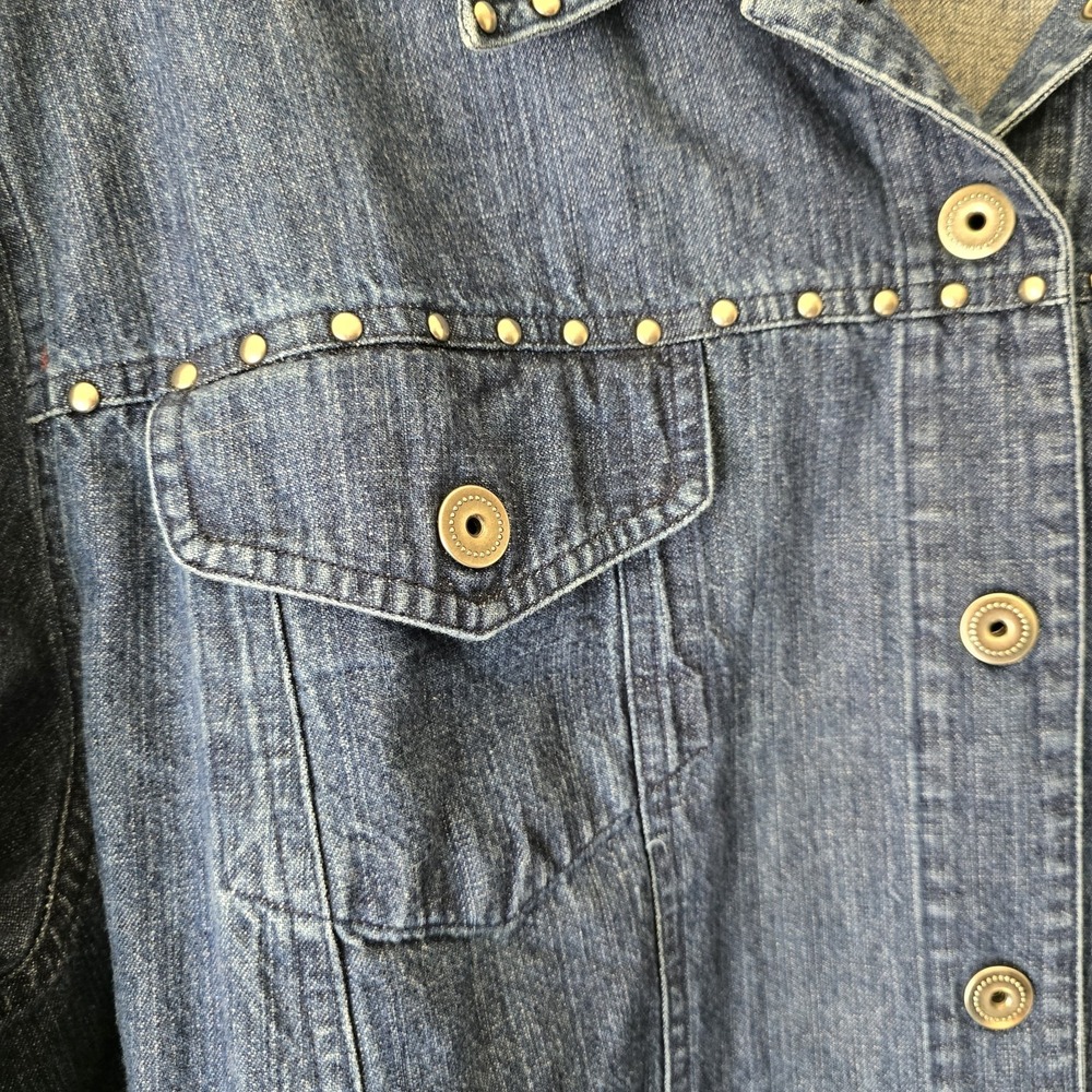 Josephine Chaus Women's Plus Sz Denim Jean Jacket Studded Rodeo 100% Cotton Fall - Picture 5 of 12